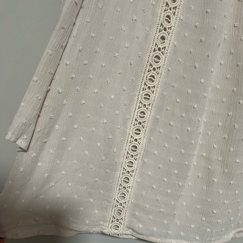 ENTRO Cream Crocheted Swiss Dot Top Size Large Cottagecore Academia - Picture 5 of 9